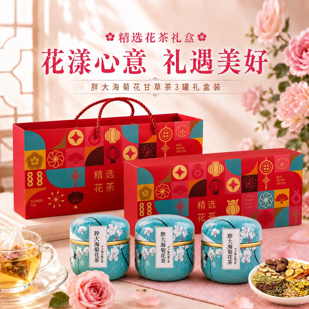 礼盒装菊花茶金银花胖大海罗汉果组合养生凉茶包泡中秋教师节送礼