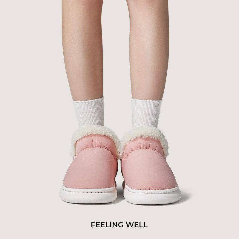 朴西青春记忆棉鞋冬季防滑加绒包跟保暖居家棉拖鞋男女加厚外穿