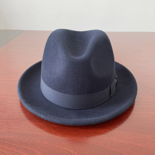 纯羊毛小沿登山帽韩版百搭爵士帽毛呢英伦复古礼帽秋冬老年保暖男