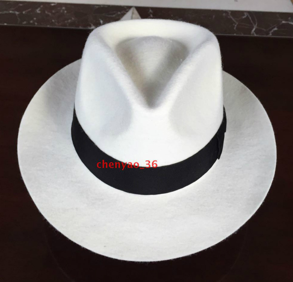 100%羊毛毡制礼帽影视道具民国复古上海滩绅士礼帽白色帽子