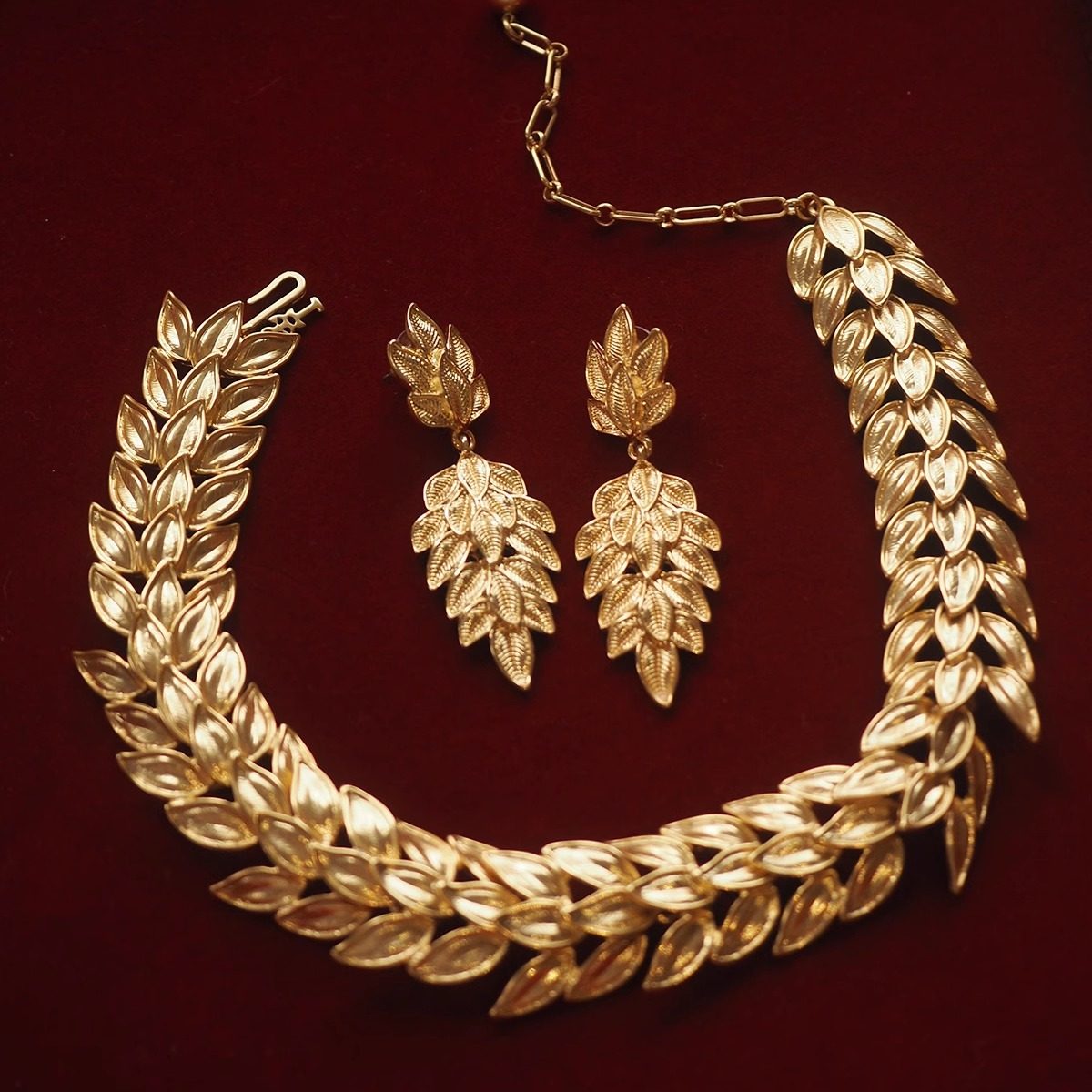 Trifari翠法丽中古vintage项链复古小众monet麦穗拉丝耳环流苏