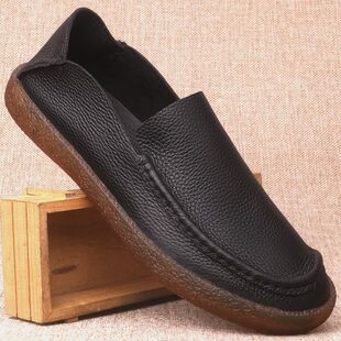 底轻便豆豆鞋 男鞋 低帮软皮软底驾车牛筋鞋 英伦商务休闲鞋 真皮皮鞋