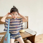 韩版 套装 两件套女童短袖 韩国童装 短裤 新款 T恤 123261 夏季