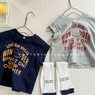 休闲上衣女童无袖 儿童韩版 夏季 潮 T恤夏装 男童打底衫 短袖 2026童装