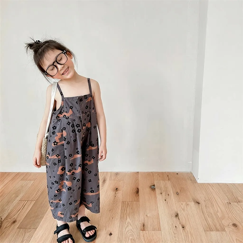 2026童装夏季新品女童儿童韩版夏装吊带连体裤连身衣阔腿七分裤潮