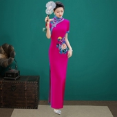 2025新款 夏改良年轻长款 走秀旗袍气质复古中国风优雅演出服高级感