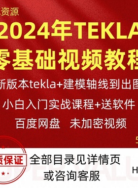 2024年tekla钢结构建模出图深化设计厂房框架基础入门视频教程