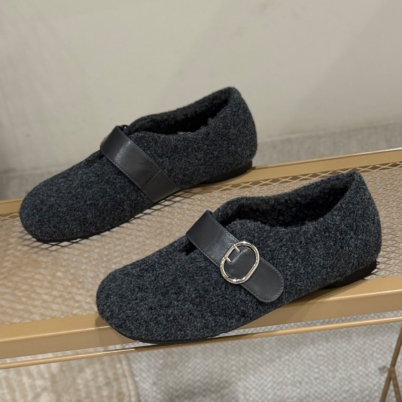 复古毛绒勃肯鞋女魔术贴休闲单鞋