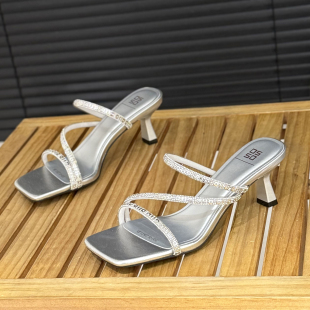 性感配裙子高跟拖鞋 6cm细跟时尚 新款 仙女风露趾一字拖女2026夏季