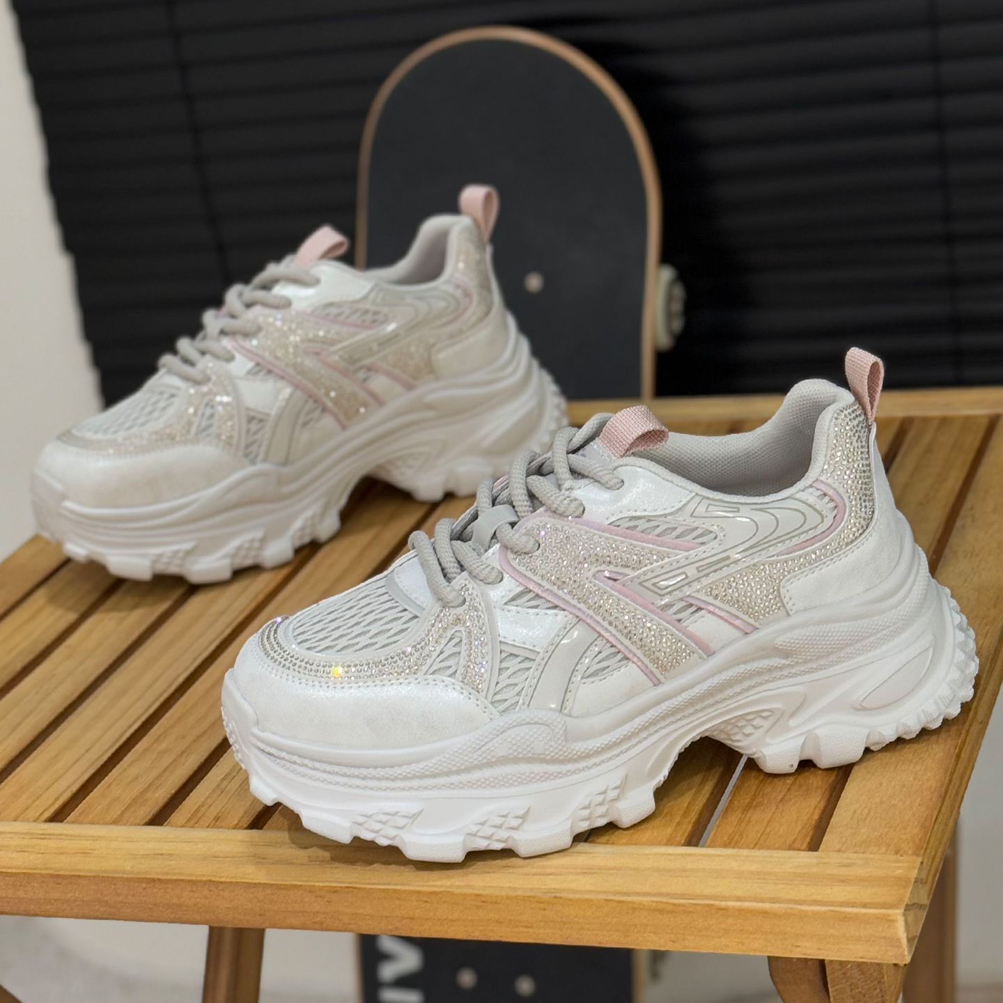 网面透气厚底老爹鞋女休闲运动鞋