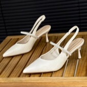 一脚蹬尖头单鞋 仙女风包头凉鞋 7cm细跟高跟鞋 法式 女2026夏季 新款