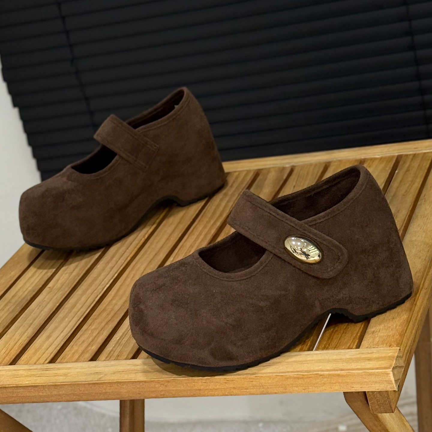 魔术贴内增高绒面勃肯鞋增高6cm