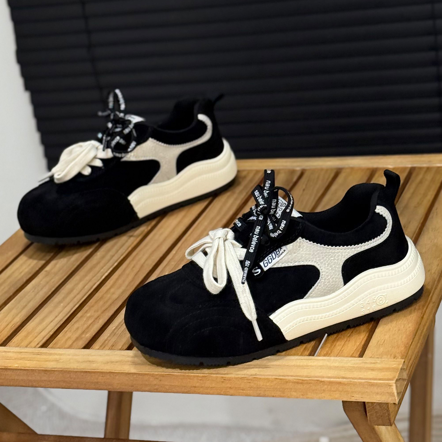 韩版磨砂皮厚底德训鞋女2025年秋季新款网红双鞋带阿甘鞋休闲板鞋