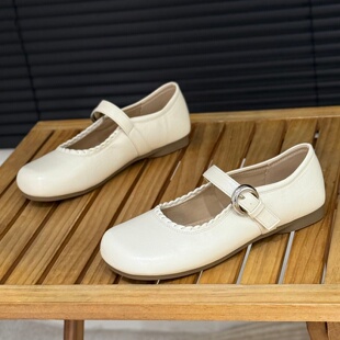 法式配裙子玛丽珍鞋女2026春季新款一字扣带女鞋浅口平底圆头单鞋