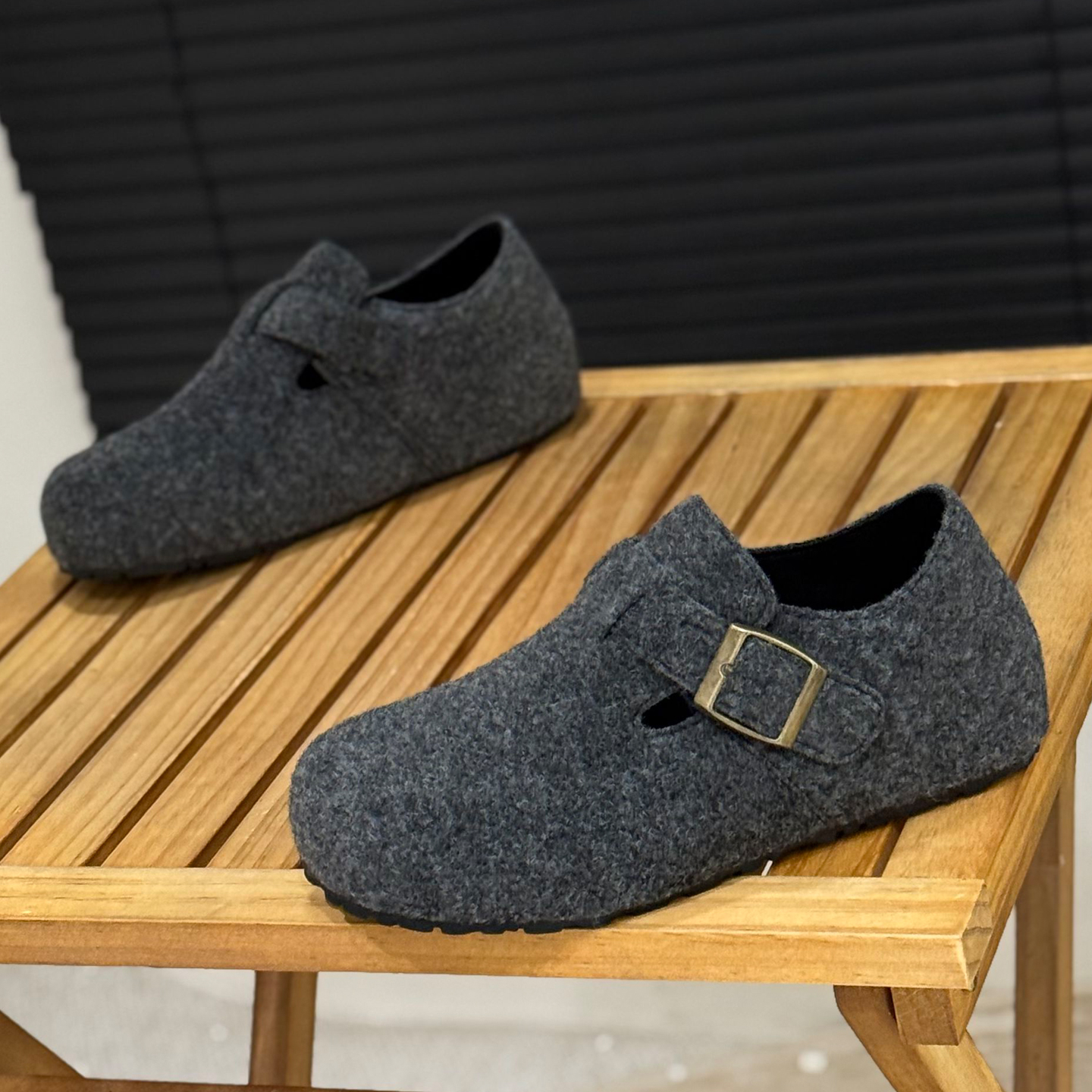 复古毛绒全包勃肯鞋一脚蹬乐福鞋