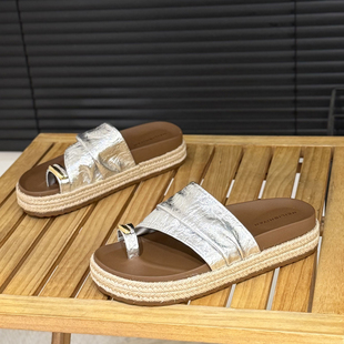 厚底草编套趾一字拖女夏外穿2026爆款海边度假风防滑休闲夹趾拖鞋