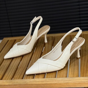包头凉鞋 尖头气质细跟7cm后绊带高跟鞋 女2026年夏季 女鞋 新款 时尚