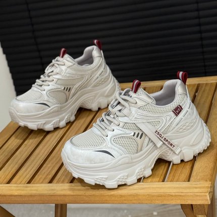 小个子厚底老爹鞋女2026年新款网面透气增高7cm松糕鞋运动休闲鞋