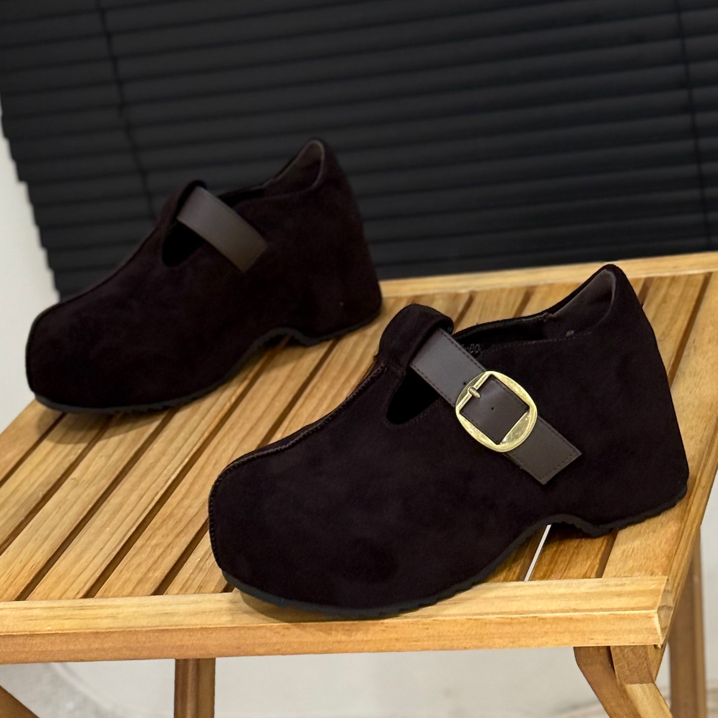 复古全包绒面勃肯鞋女6cm内增高