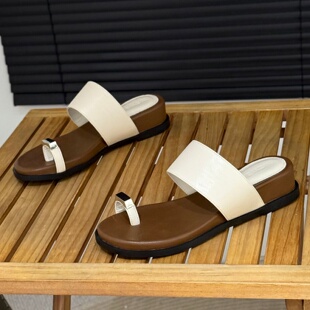 夹趾一字拖女夏外穿2026年新款配裙子套趾凉拖鞋海边沙滩防滑凉鞋