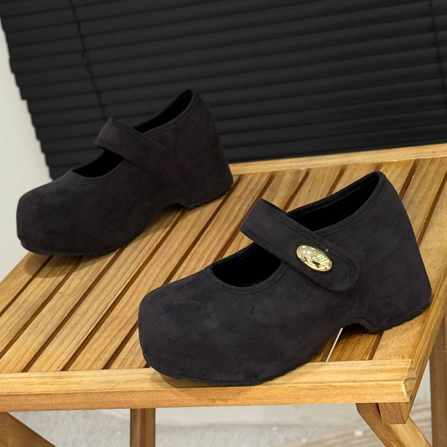 6cm内增高勃肯鞋魔术贴玛丽珍鞋