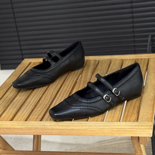 英伦风布洛克雕花玛丽珍鞋女2026爆款双扣带方头内增高小皮鞋单鞋