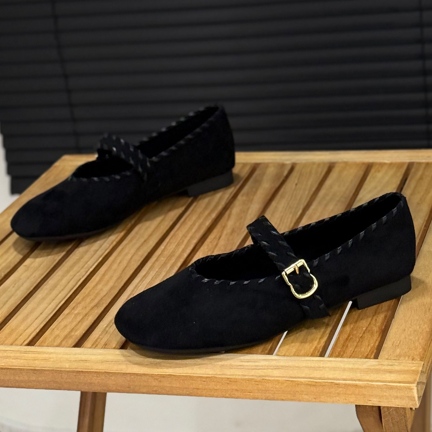 复古绒面玛丽珍鞋一字带浅口单鞋