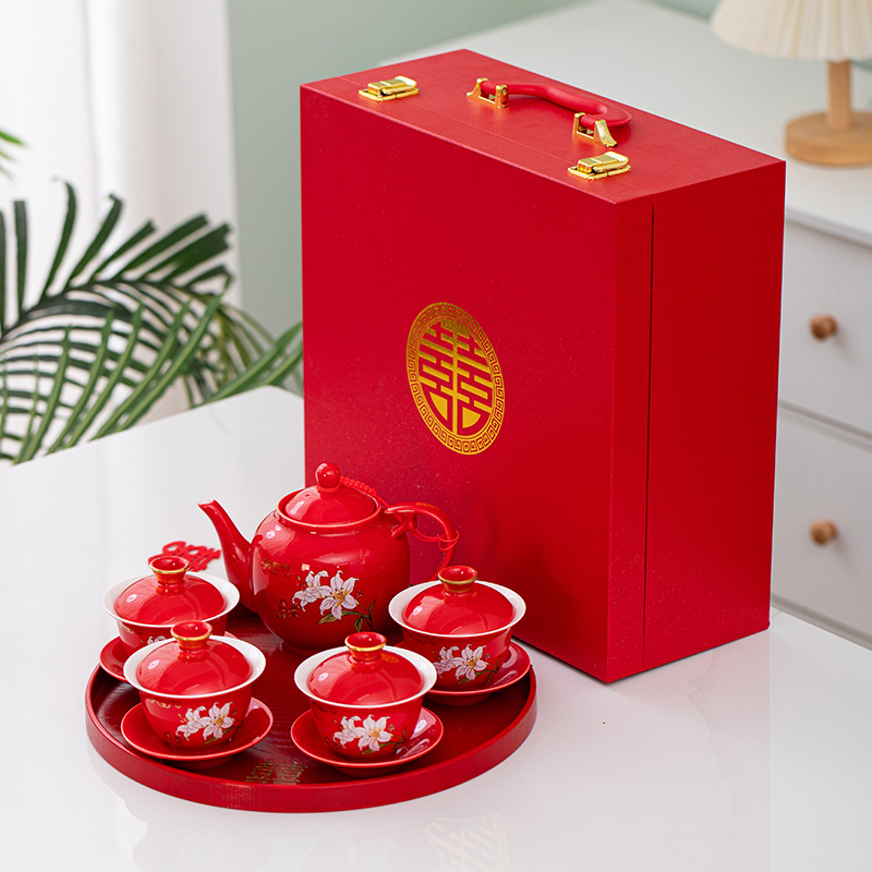 结婚敬茶杯喜碗套装婚礼陪嫁用品