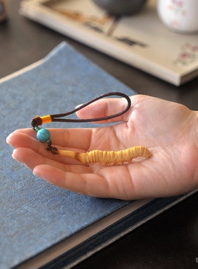 黄杨木雕文玩手把件挂件摆件实木雕刻仿真冬虫夏草虫草钥匙扣