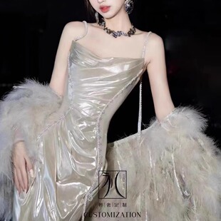 出租礼玺LIXI【天使之翼】氛围感盖茨比千金风礼服羽毛鱼尾正品