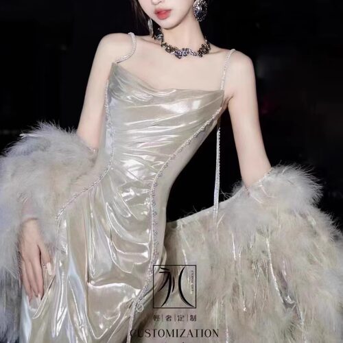 出租礼玺LIXI【天使之翼】氛围感盖茨比千金风礼服羽毛鱼尾正品