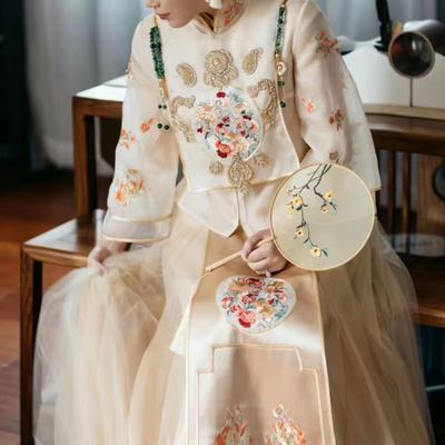 出租天玺品牌正品【南歌子】清新减龄高定秀禾服新娘中式婚礼礼服