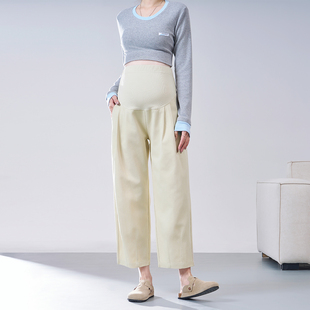 春夏装 孕妇裤 子九分休闲阔腿裤 外穿小个子托腹不勒肚子直筒裤 春季