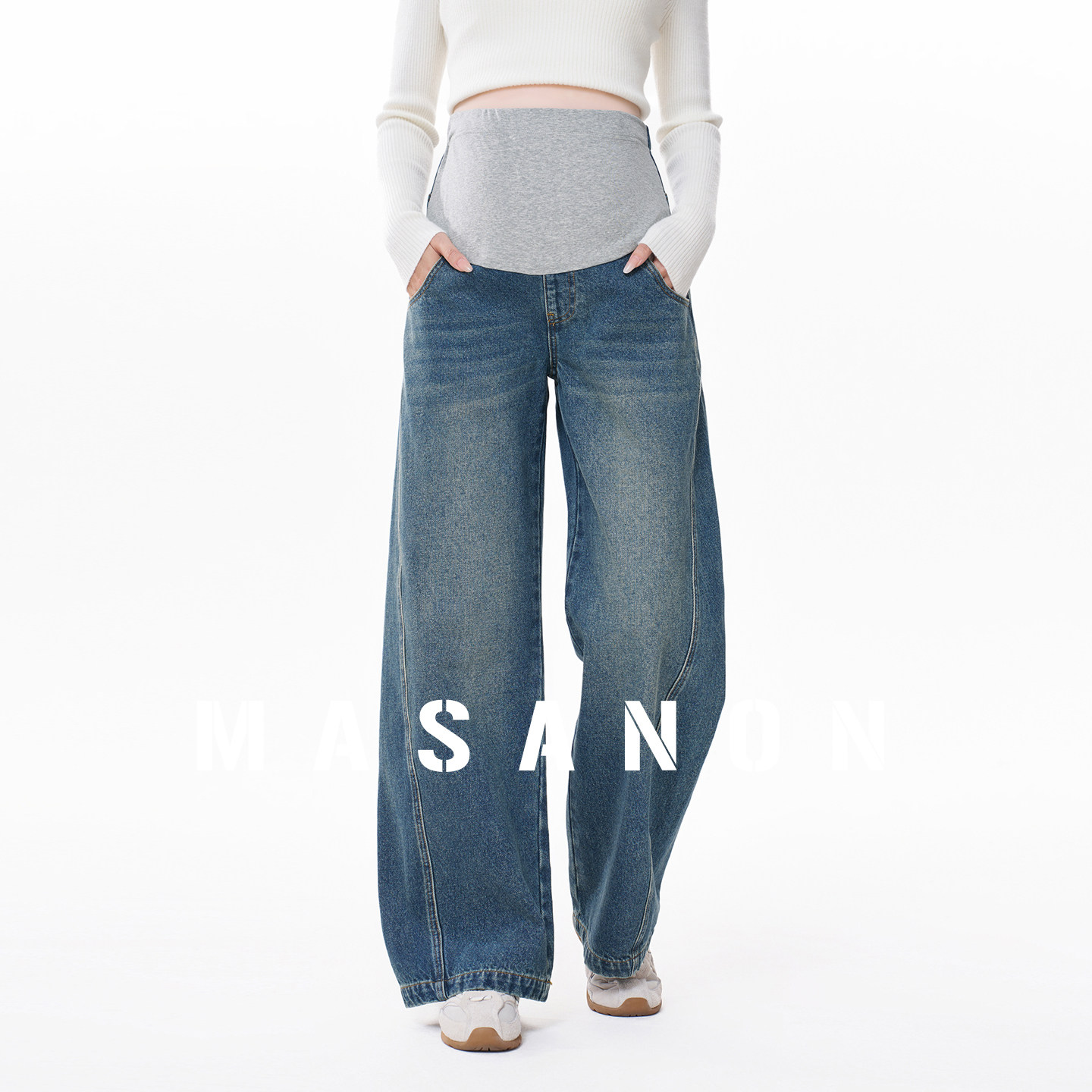 MASANON孕妇牛仔裤2026新款秋冬外穿孕期不勒肚子长裤加厚阔腿裤,孕妇装/孕产妇用品/营养,孕妇休闲裤,淘宝优惠券,粉丝福利购,淘宝优惠卷