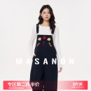 春装 不勒肚子刺绣阔腿裤 春夏外穿小个子牛仔裤 MASANON孕妇背带裤