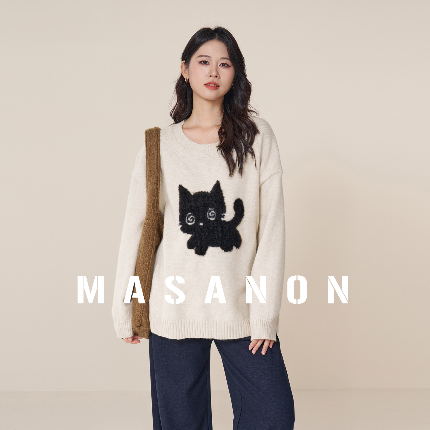 MASANON孕妇可爱猫咪毛衣冬季