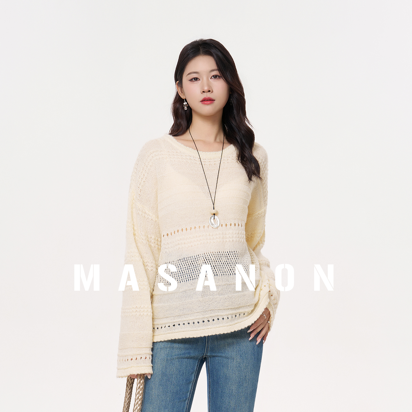 MASANON孕妇慵懒风镂空针织衫