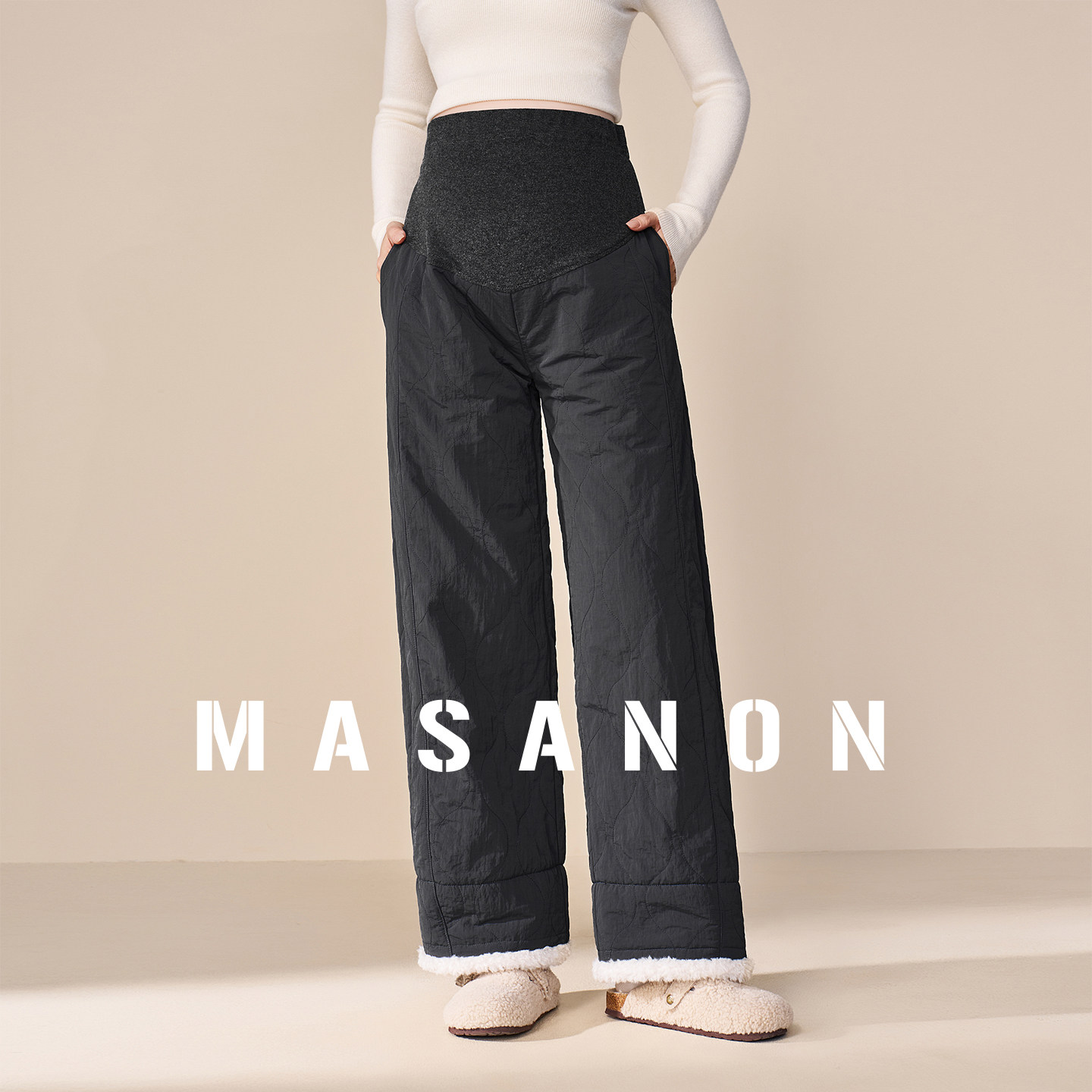 MASANON孕妇裤子冬季外穿仿羽绒保暖棉裤不勒肚子加绒阔腿裤冬装,孕妇装/孕产妇用品/营养,孕妇休闲裤,淘宝优惠券,粉丝福利购,淘宝优惠卷