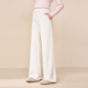 MASANON孕妇裤 秋冬 休闲直筒长裤 冬装 外穿加厚加绒白色阔腿糯米裤
