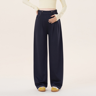 加厚直筒长裤 MASANON孕妇裤 2025新款 秋冬装 子秋外穿仿牛仔阔腿裤