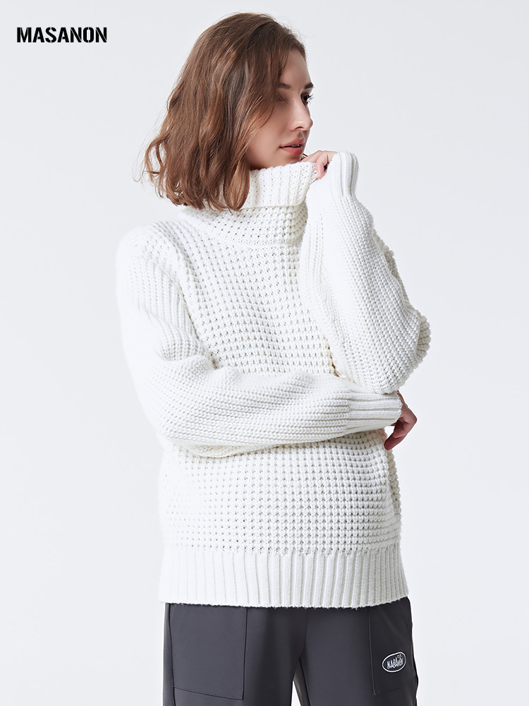 마농 출산복 가을 겨울 겉옷 하이 넥 풀오버 화이트 스웨터 여성용 다목적 두꺼운 니트 바닥 탑 임신 중