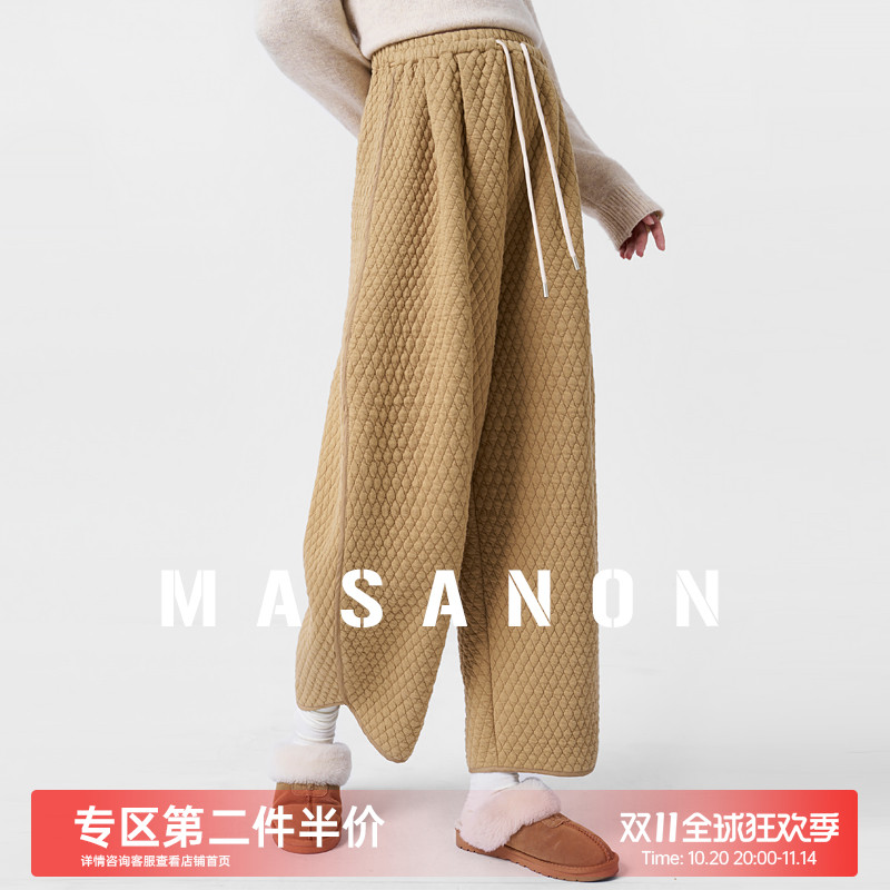 MASANON孕妇裤秋冬抽绳菱格裤
