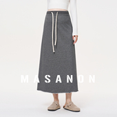 抽绳无托腹孕妈高级穿搭长裙秋装 MASANON孕妇半身裙春季 2026新款
