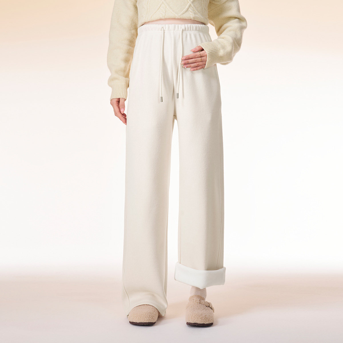 孕妇裤子冬季加绒加厚2025新款抽绳阔腿裤休闲香蕉糯米裤秋冬外穿