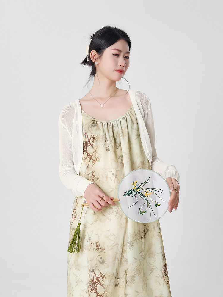 MATERNITY DRESS SUMMER SUNDRESS SHORT SUNSCREEN SHIRT TWO-PIECE SET NATIONAL STYLE INK PAINTING LONG SKIRT SUIT WOMEN
