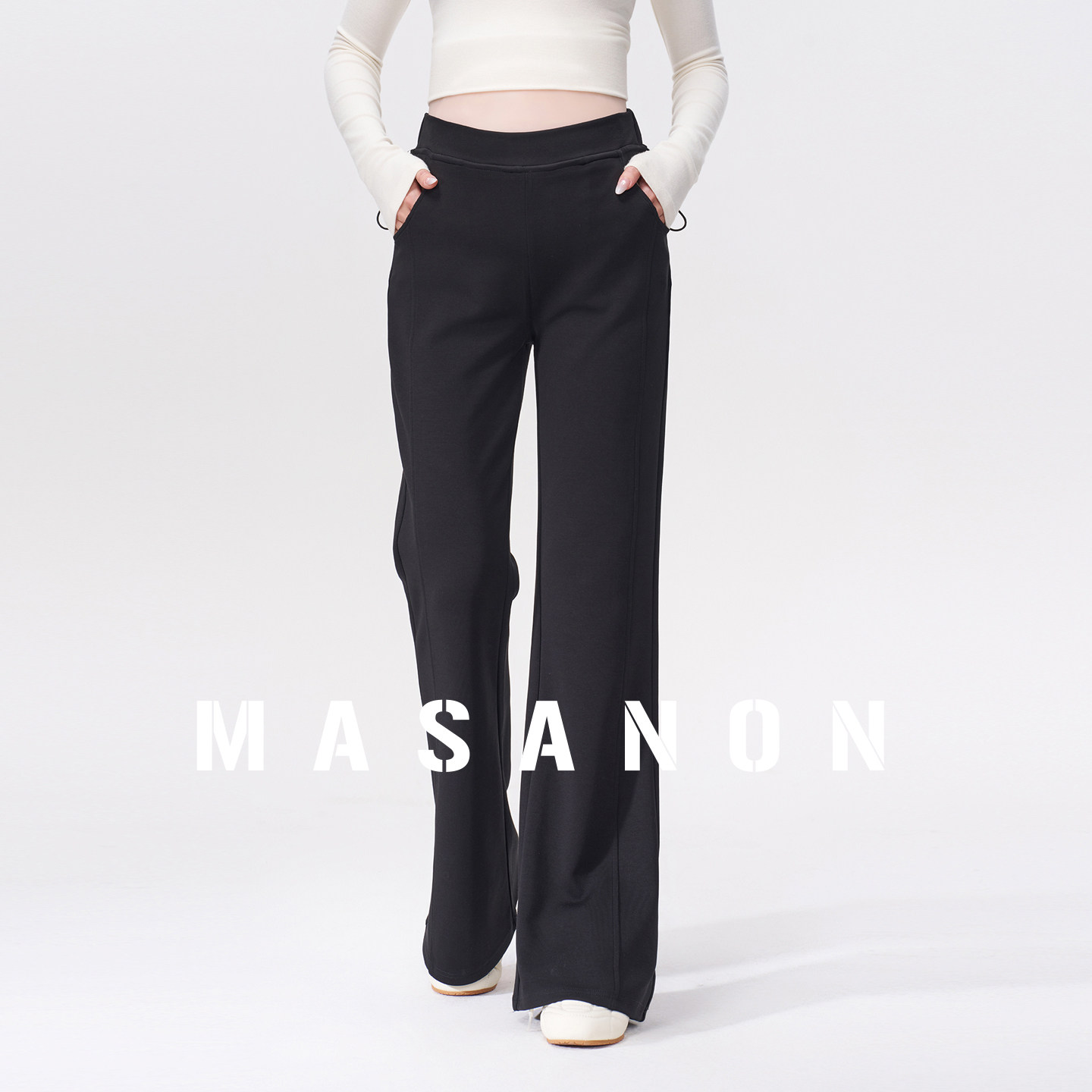 MASANON孕妇裤子春装新款孕期不勒肚子长裤小个子微喇叭裤春外穿