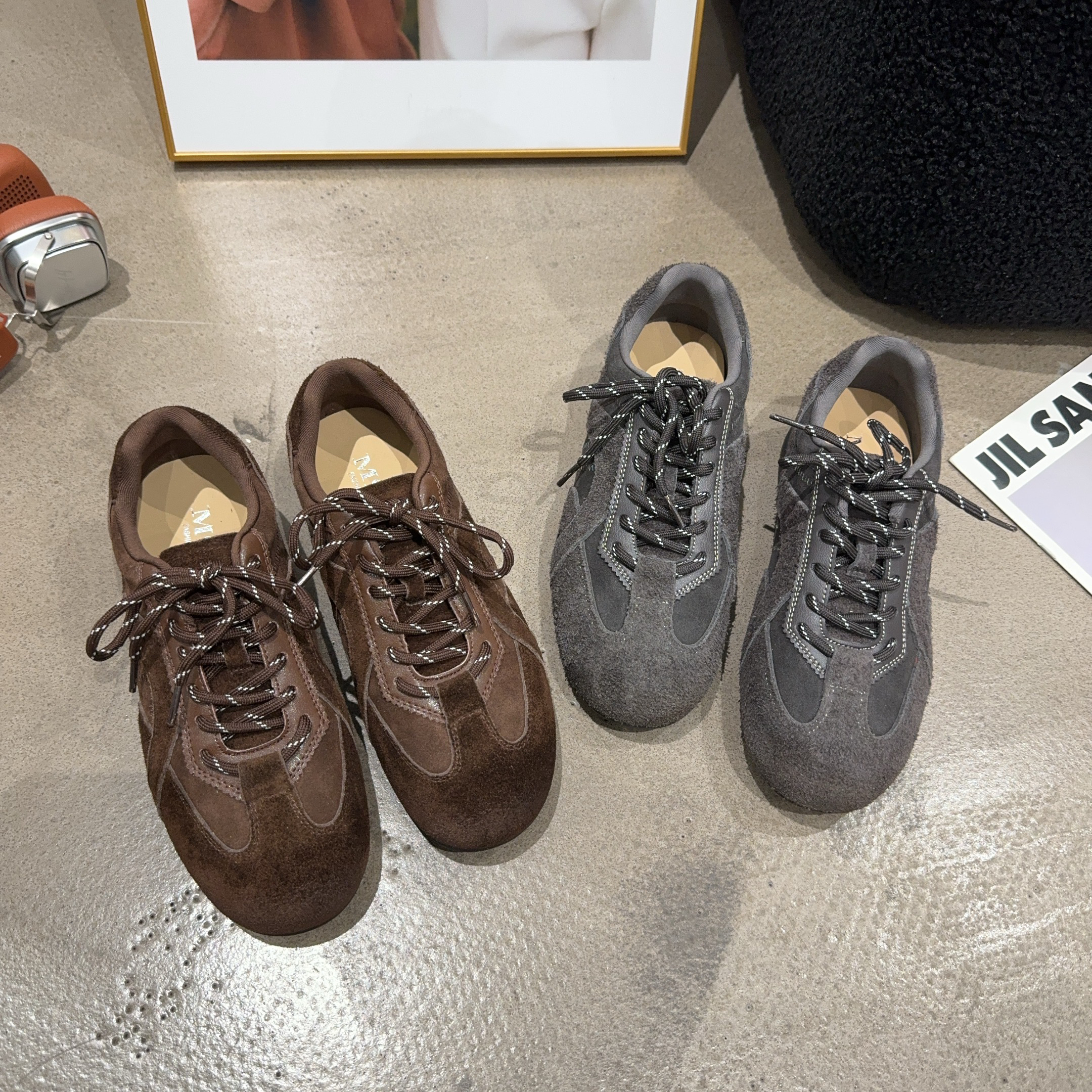 77-8乐乐家秋季新品女真皮内增高德训板鞋软底软皮系带休闲鞋韩版