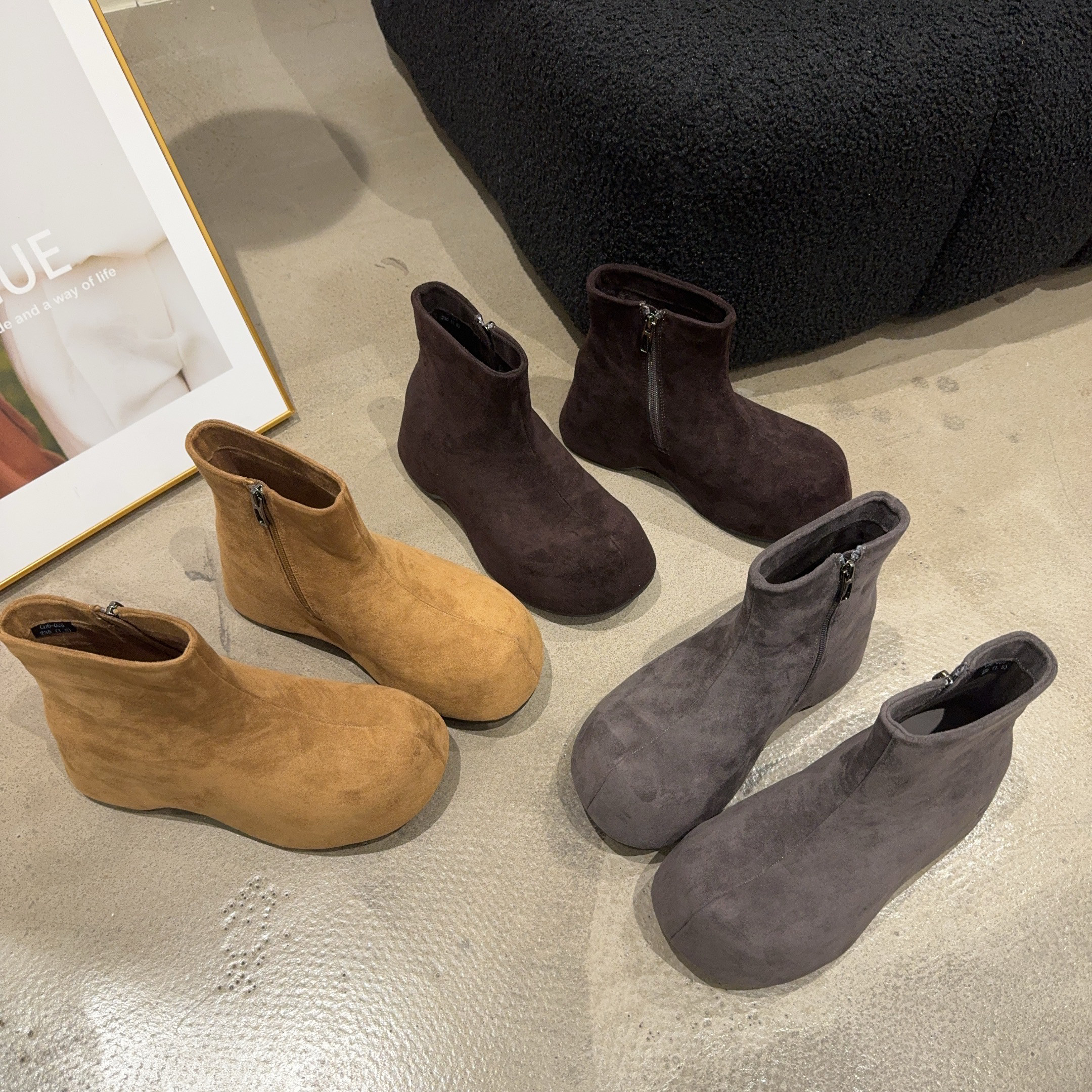 6-026乐乐家秋季新品女绒面圆头内增高高帮勃肯时尚韩版网红同款,女鞋,时尚休闲鞋,淘宝优惠券,粉丝福利购,淘宝优惠卷