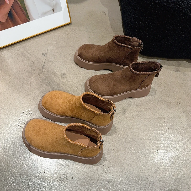 789-130乐乐家秋冬季新品女绒面底厚勃肯时尚增高简约百搭瘦瘦靴