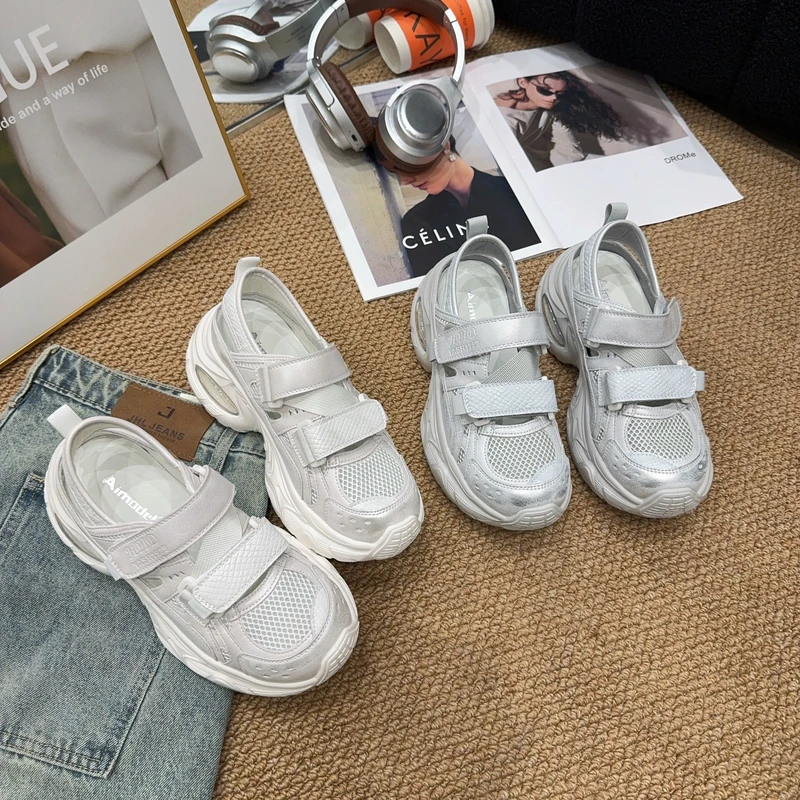8604艾模儿夏季新品女网面魔术贴厚底老爹鞋时尚轻盈潮流百搭休闲